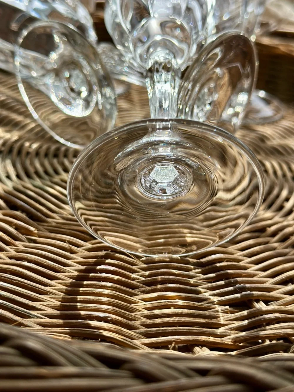 Vintage Style Champagne Flutes Paneled Glass Set of 5
